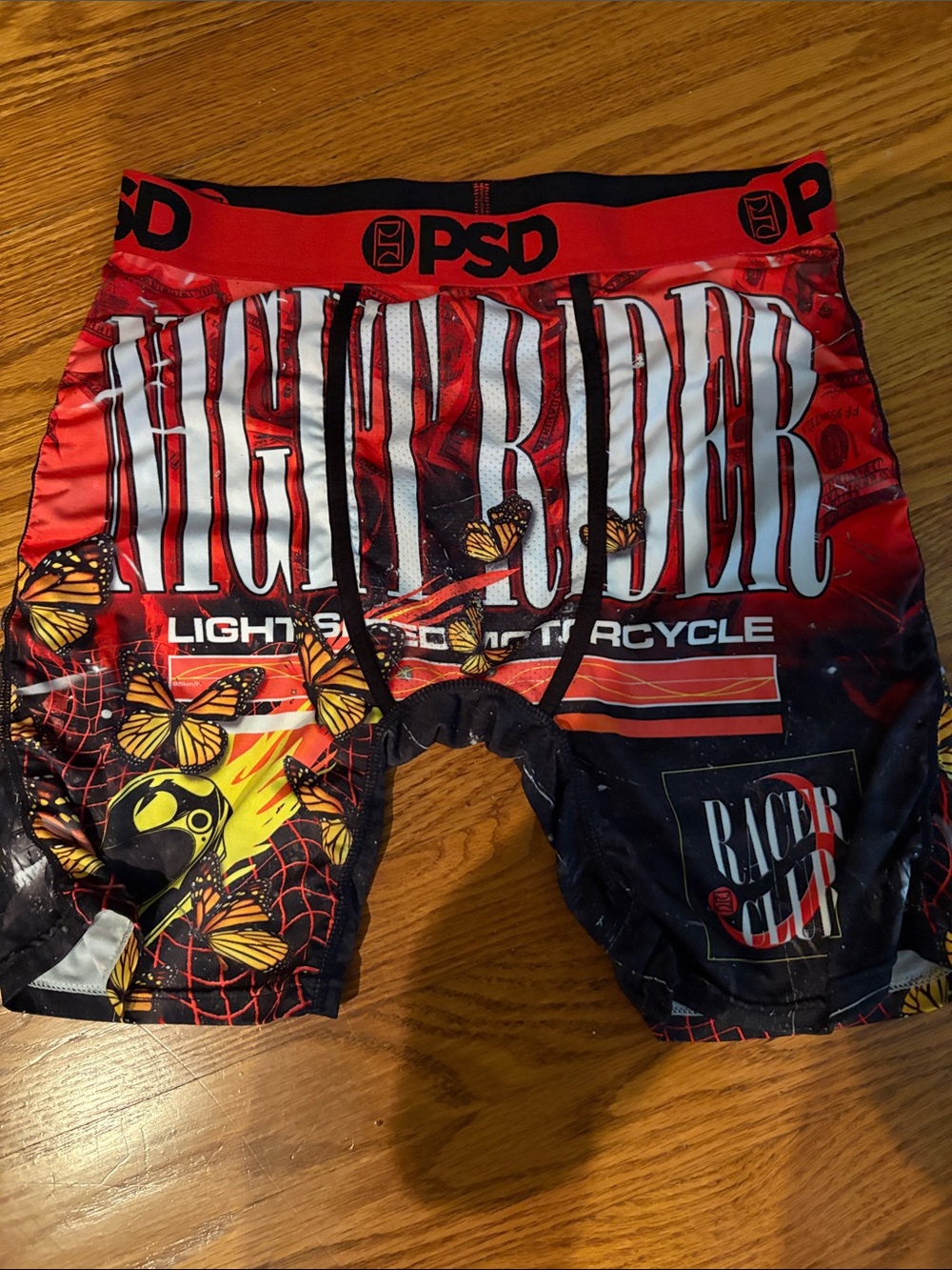 PSD Men’s Red and Black Night Rider Graphic Boxer Briefs